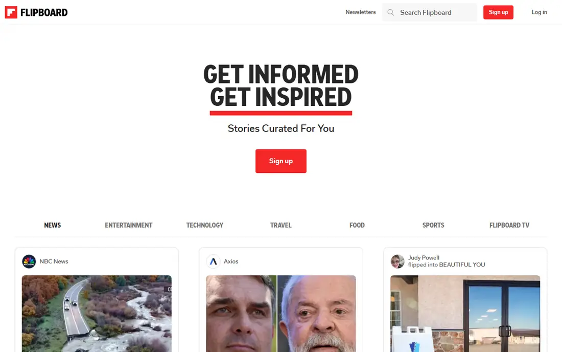 Flipboard homepage