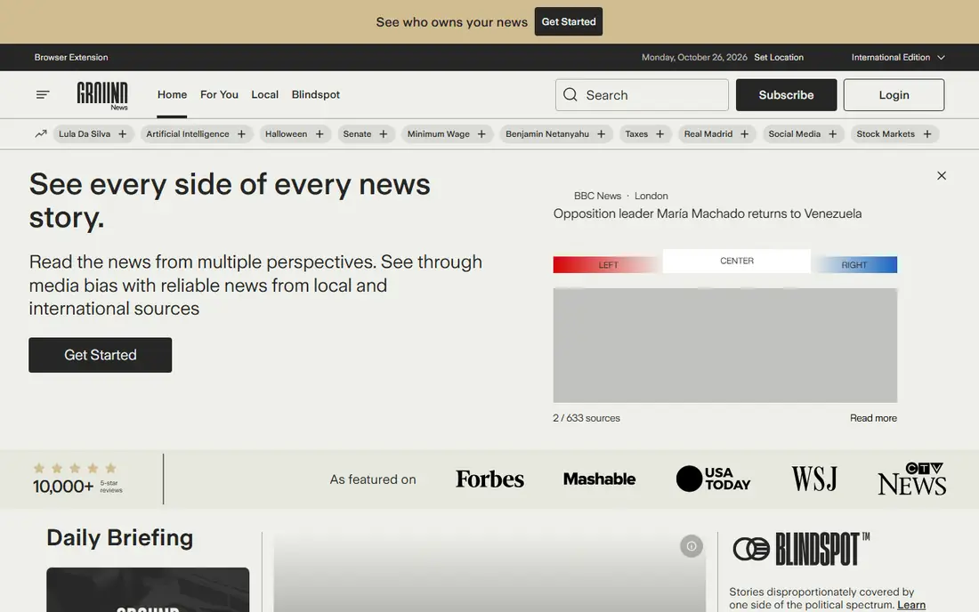 Ground News homepage