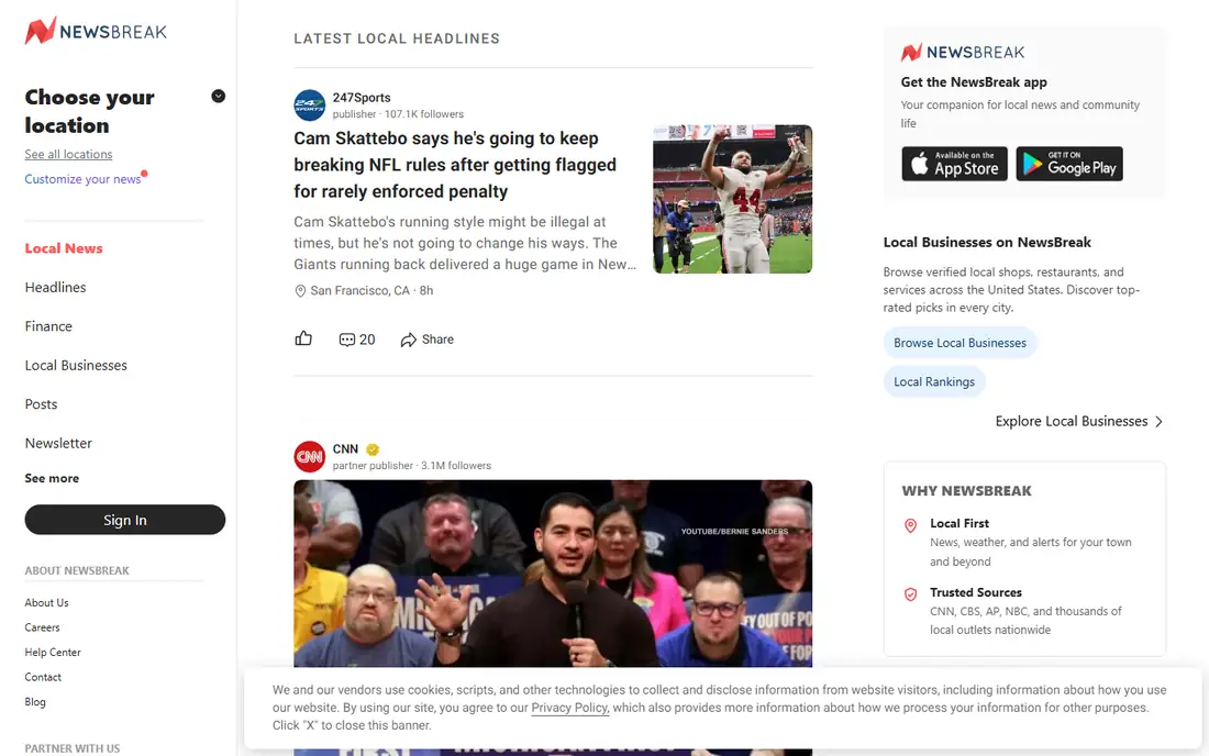 NewsBreak homepage