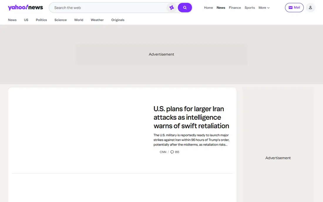 Yahoo News homepage