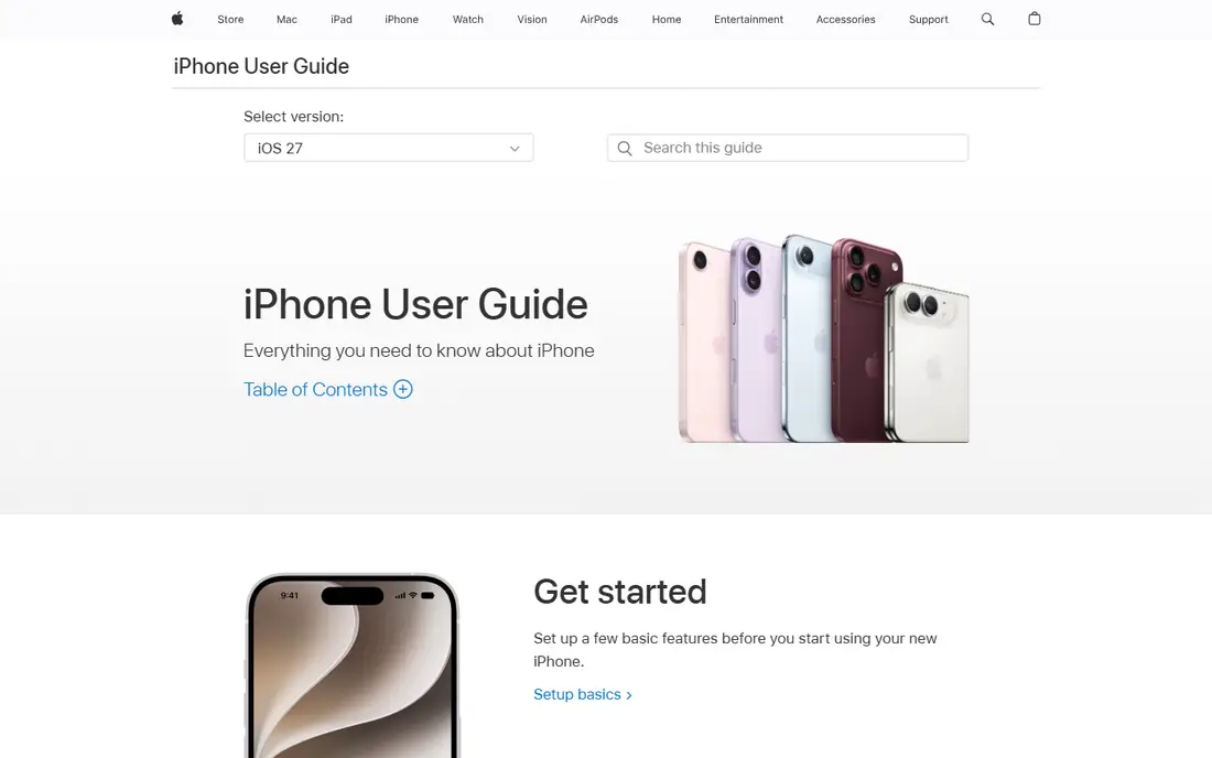 Apple Notes homepage