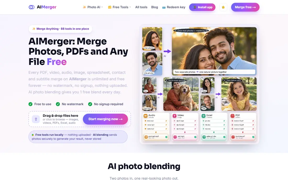 AIMerger Photo Joiner homepage