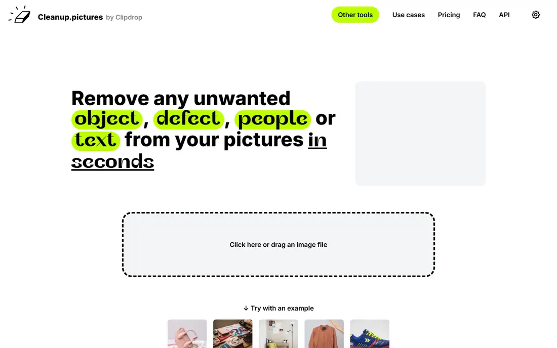Cleanup.pictures homepage