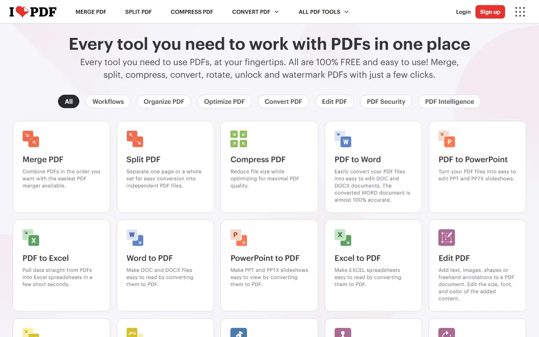 iLovePDF homepage