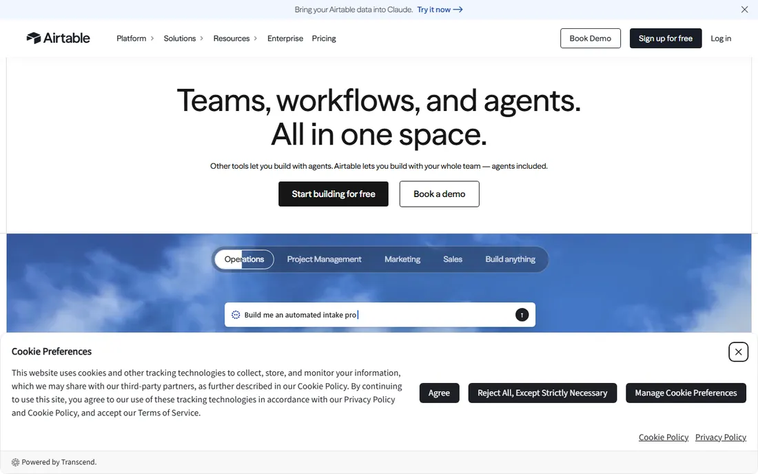 Airtable homepage