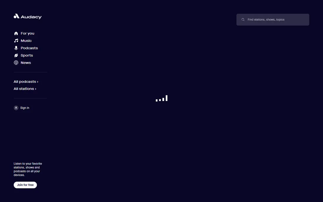 Audacy homepage