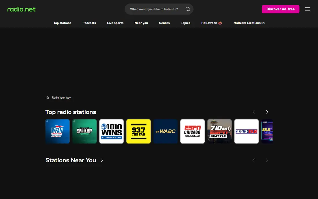 radio.net homepage