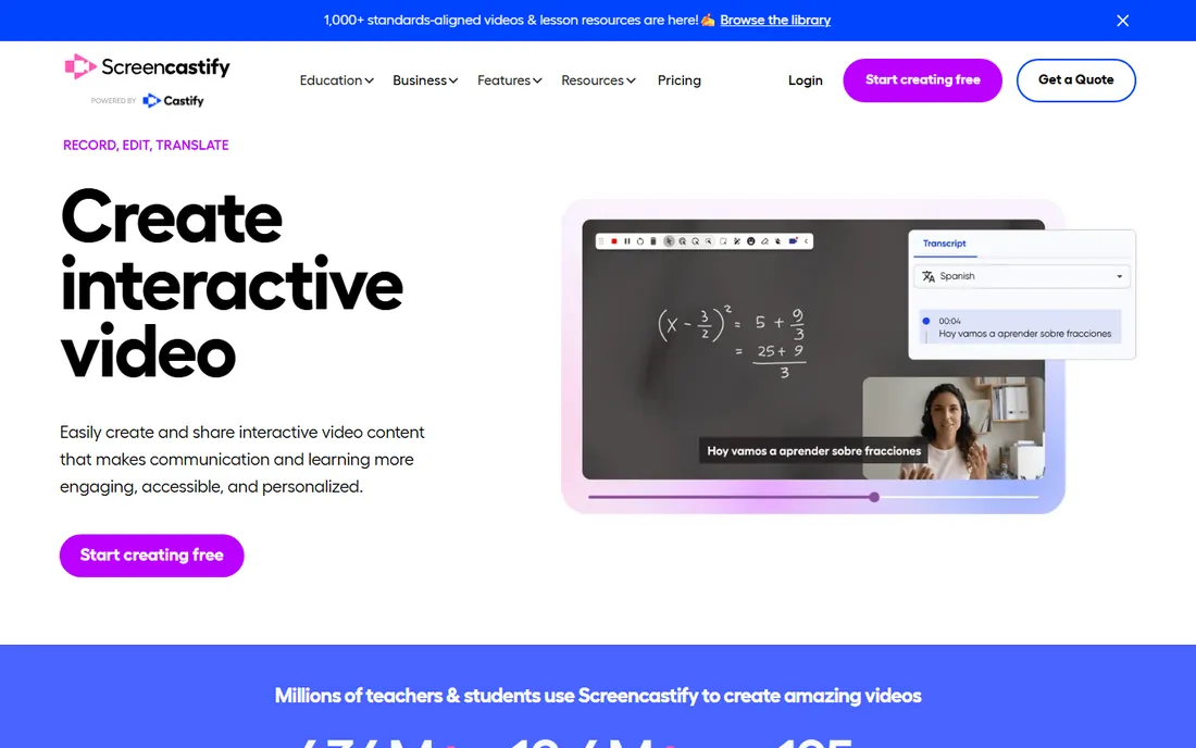 Screencastify homepage