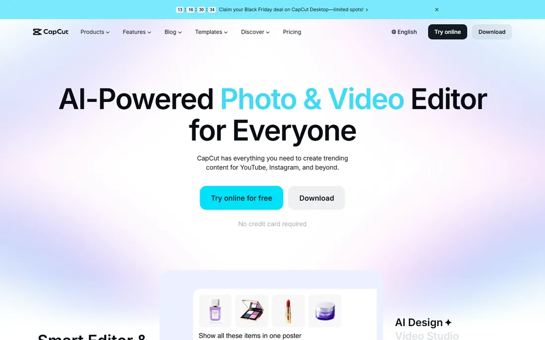 CapCut homepage