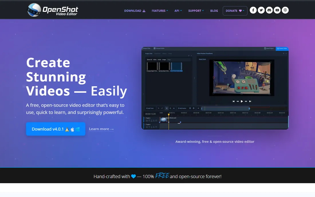OpenShot homepage