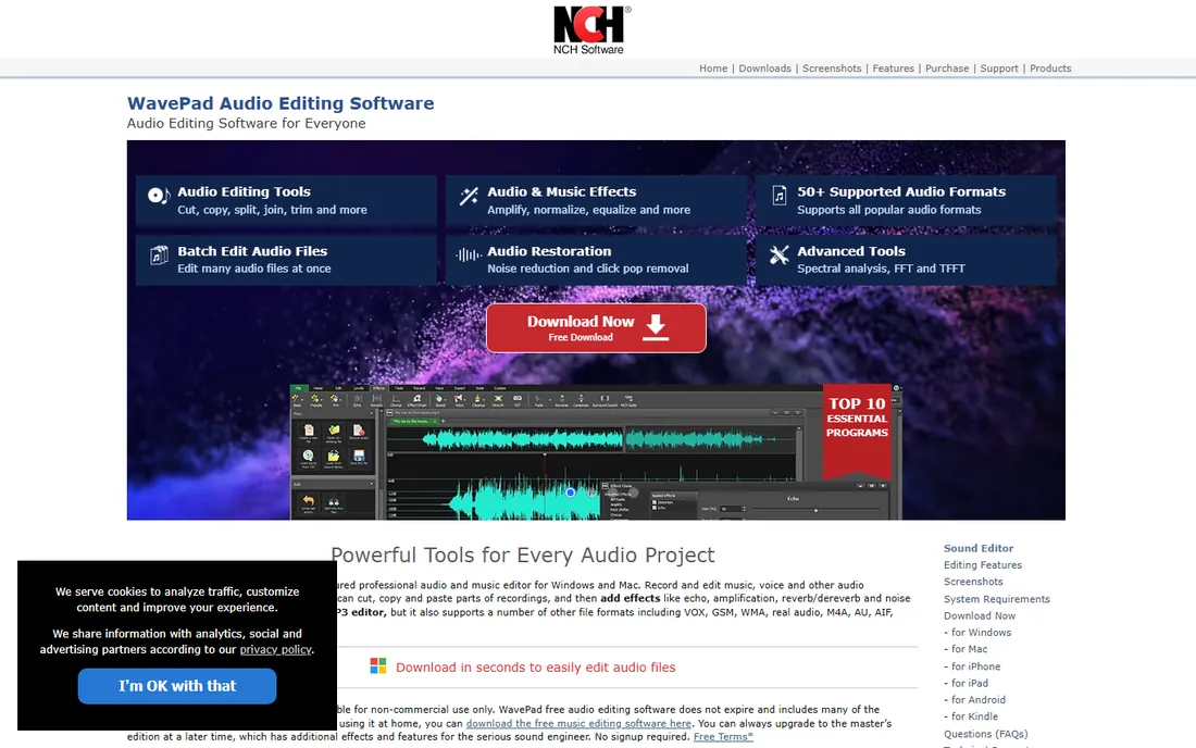 WavePad Free homepage