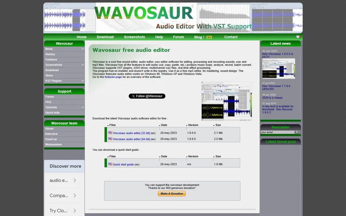 Wavosaur homepage