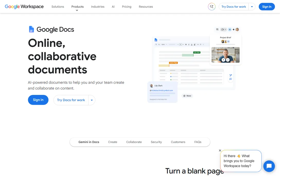 Google Docs Voice Typing homepage