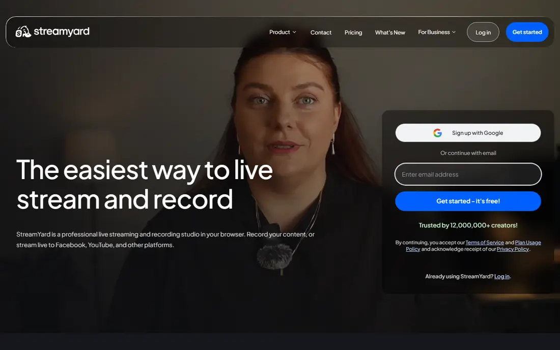 StreamYard homepage