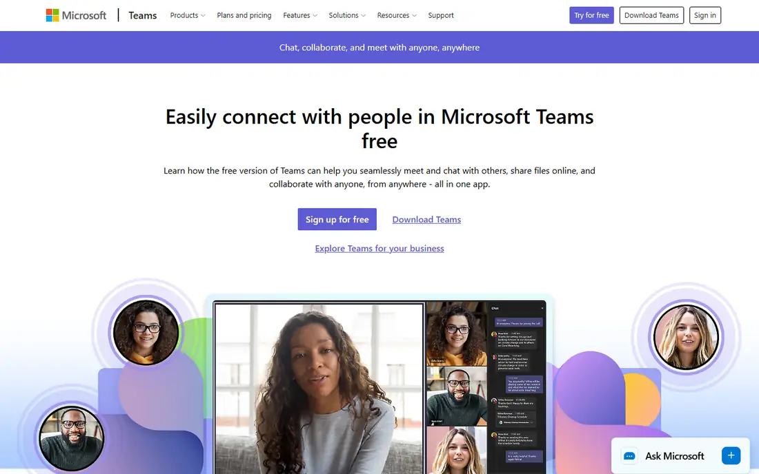 Microsoft Teams homepage