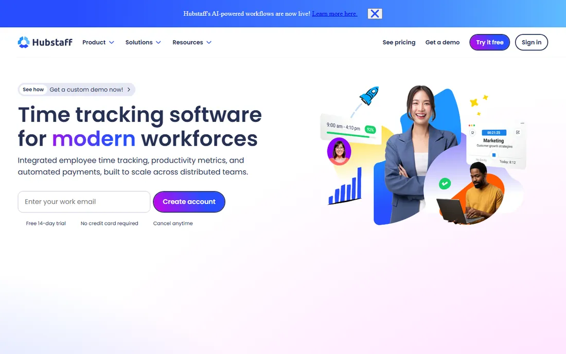 Hubstaff homepage