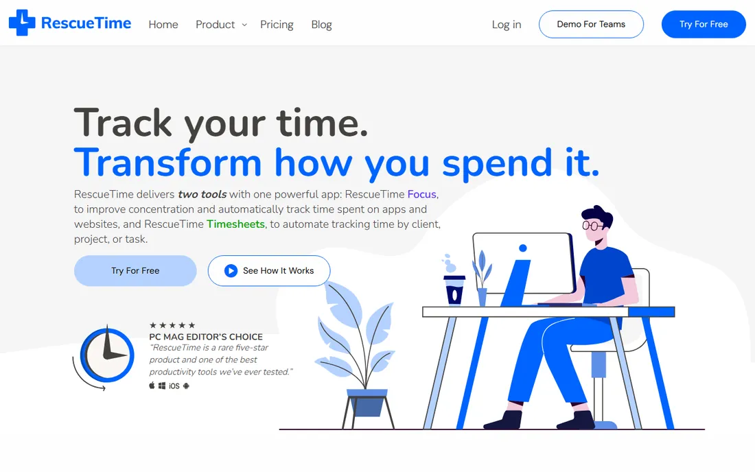 RescueTime homepage