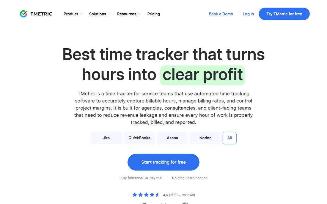 TMetric homepage