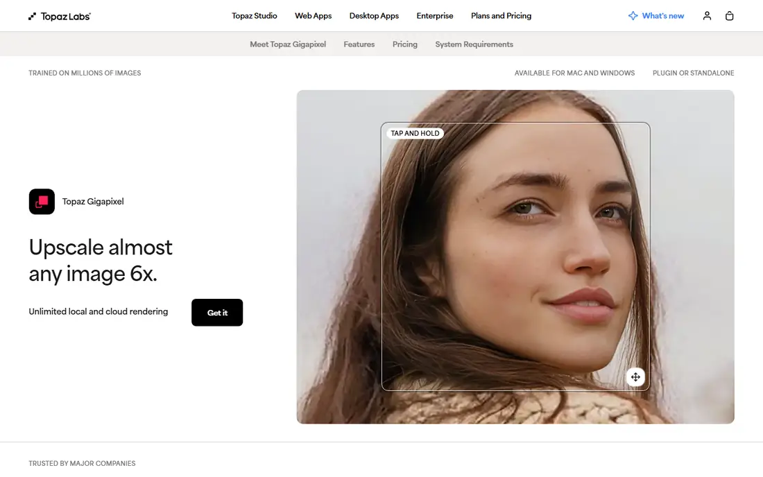 Topaz Gigapixel homepage