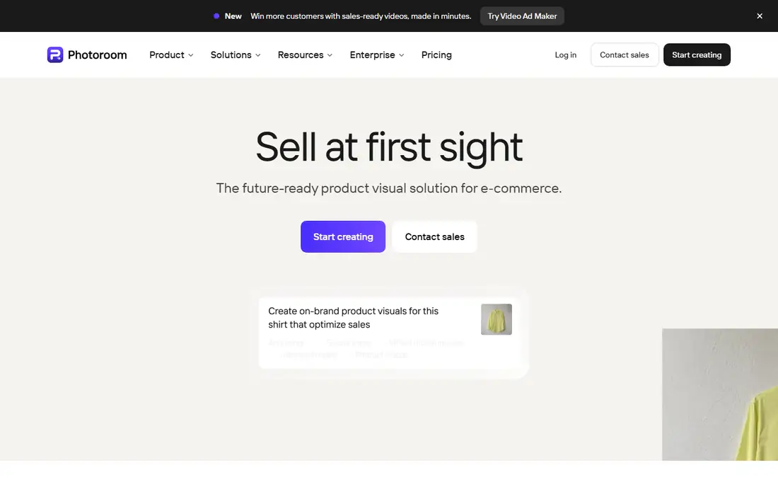 PhotoRoom homepage
