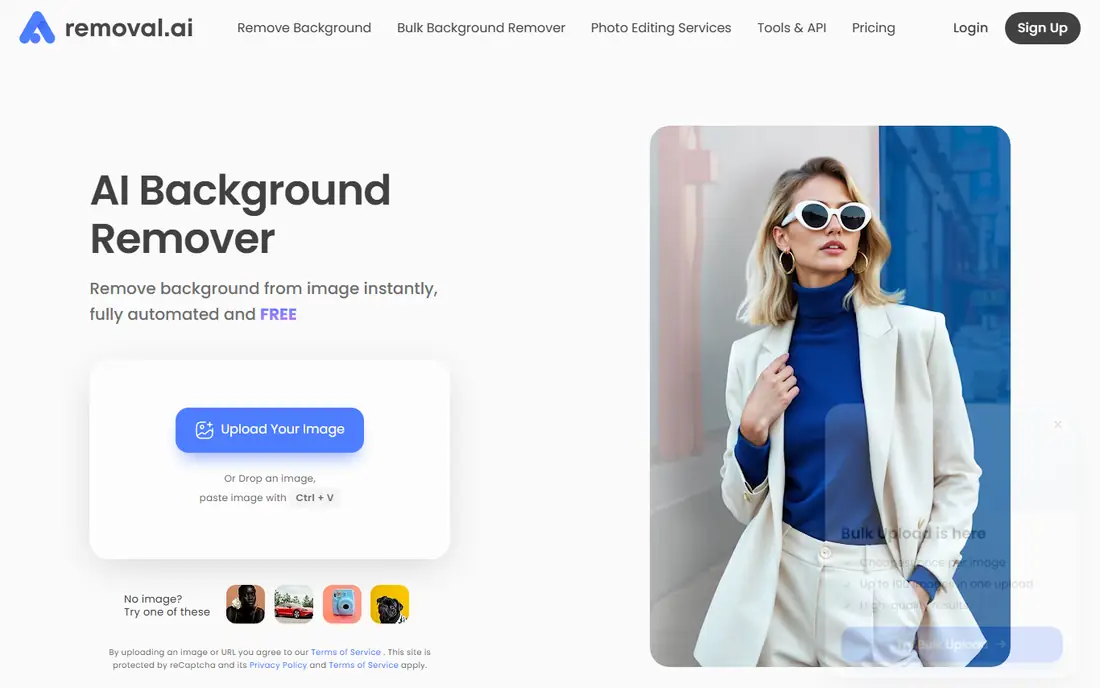 Removal.AI homepage