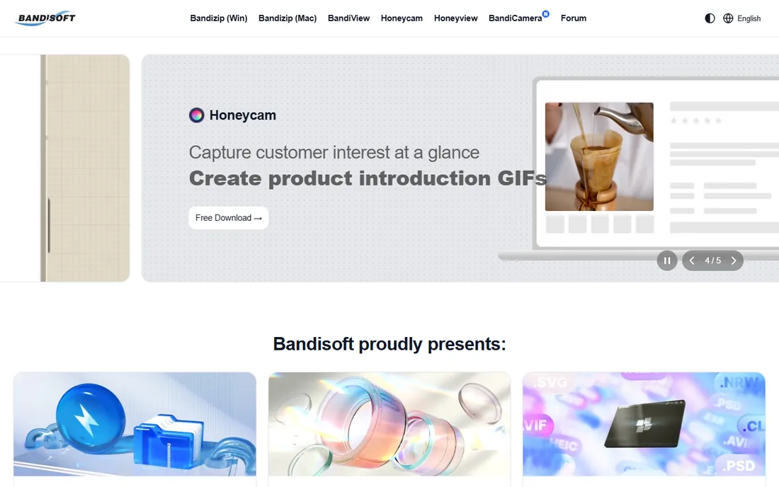 Bandizip homepage
