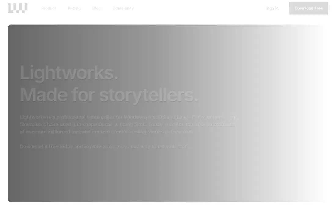 Lightworks homepage