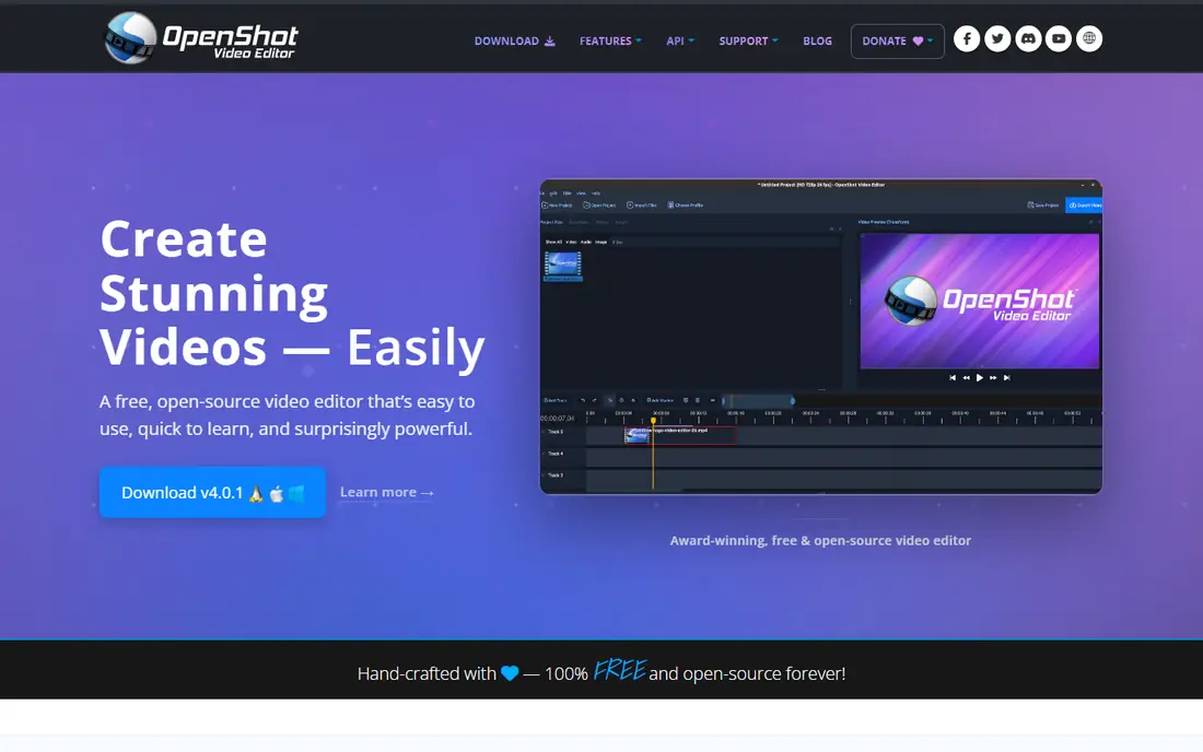 OpenShot homepage