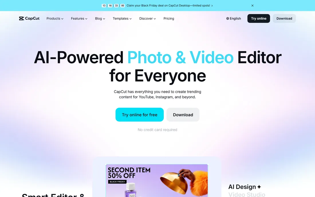 CapCut homepage