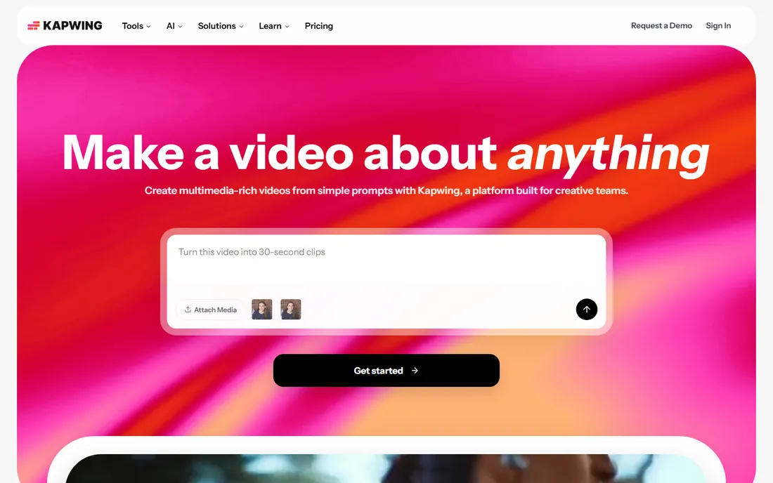 Kapwing homepage