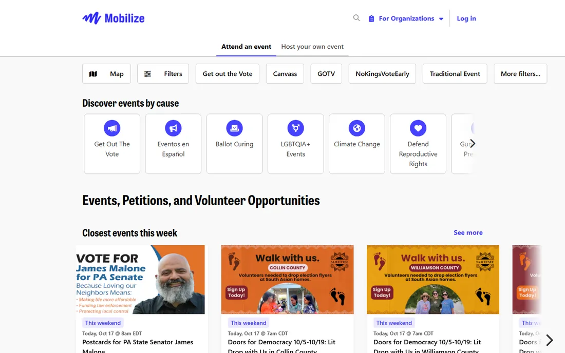 Mobilize homepage