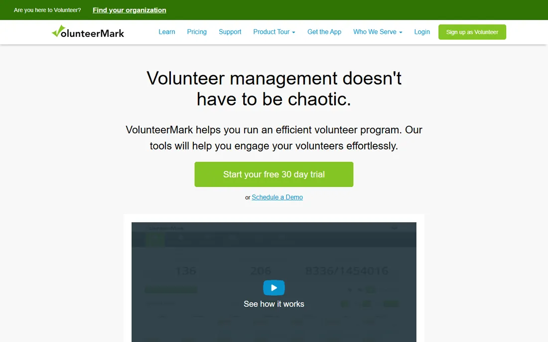 VolunteerMark homepage