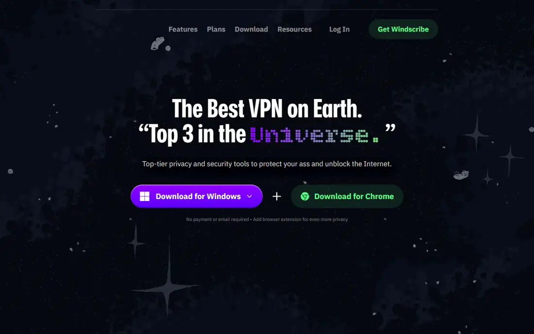 Windscribe homepage