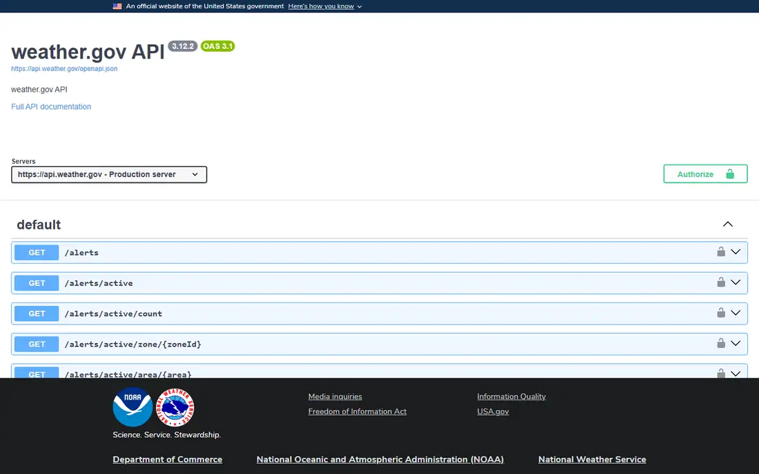 National Weather Service homepage