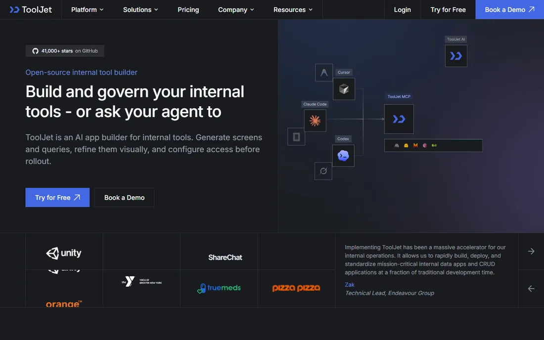 ToolJet homepage