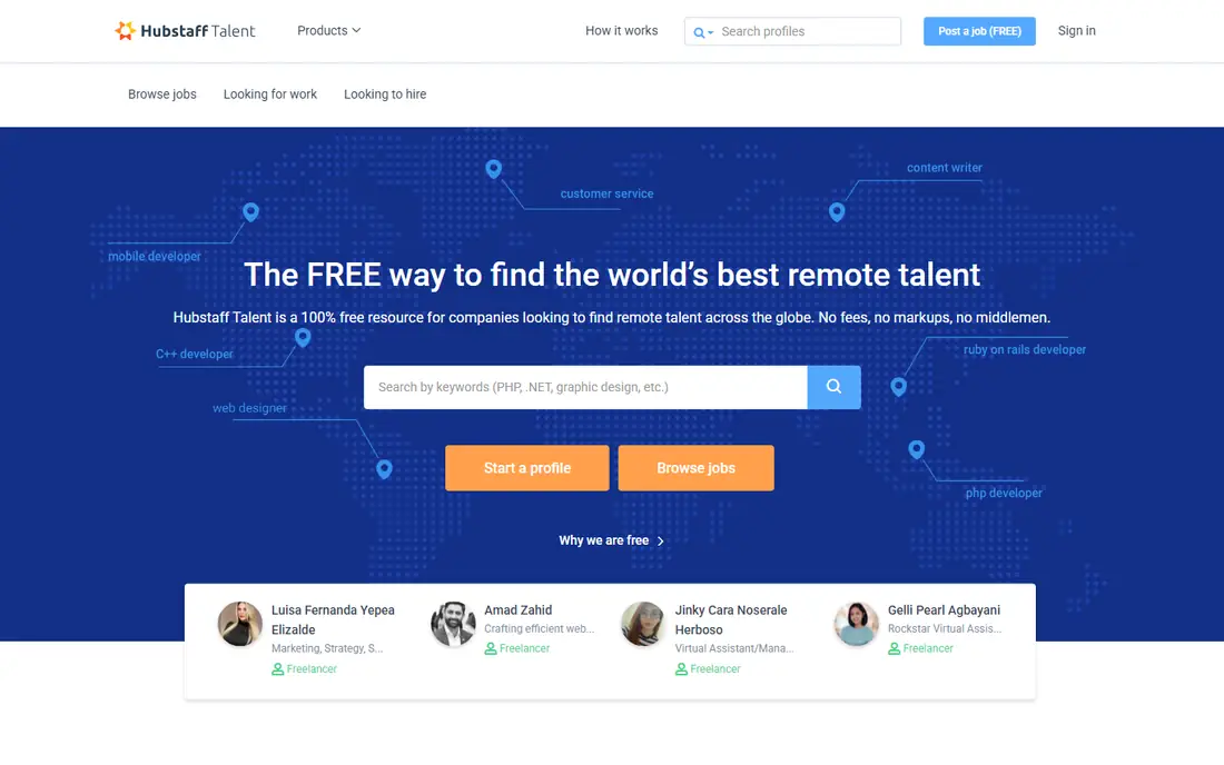 Hubstaff Talent homepage