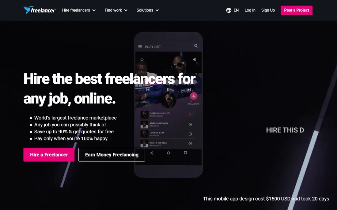 Freelancer.com homepage