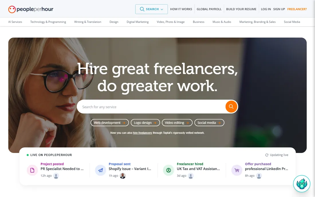 PeoplePerHour homepage
