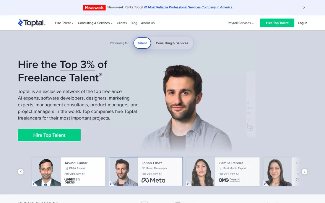 Toptal homepage