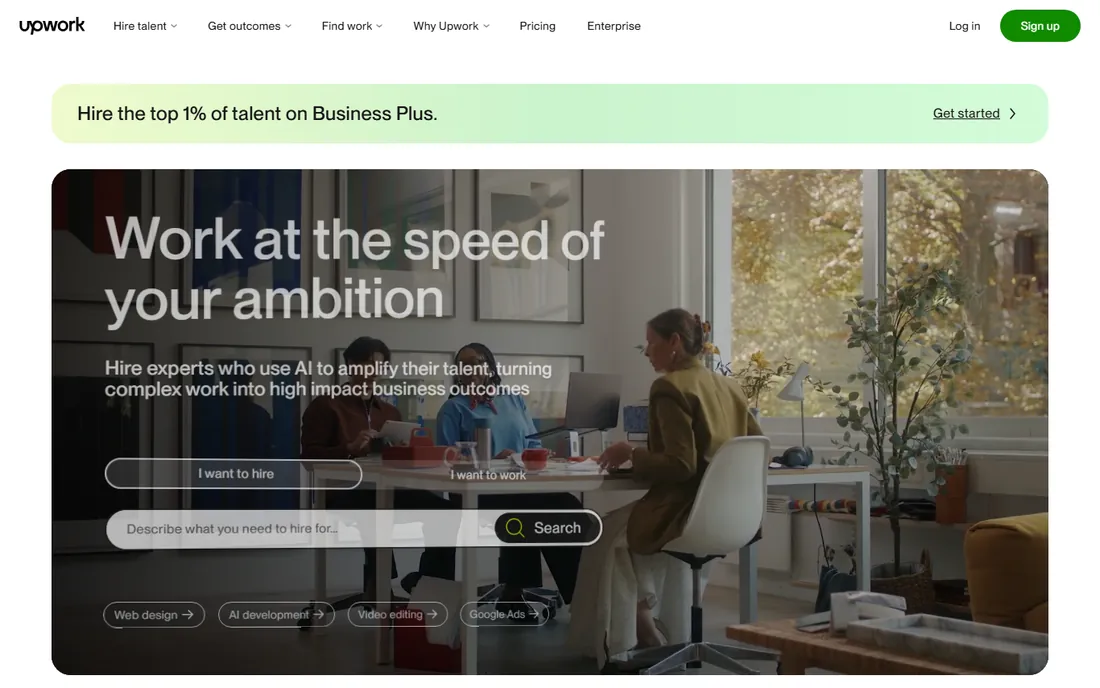 Upwork homepage
