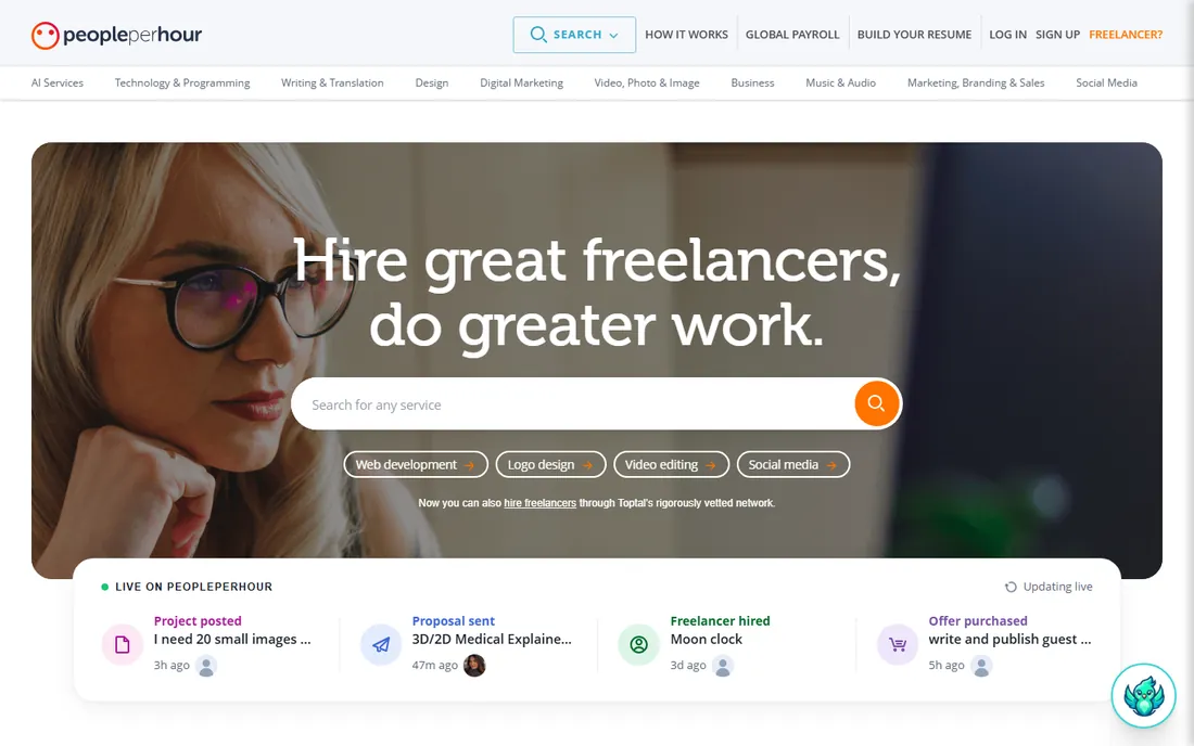 PeoplePerHour homepage