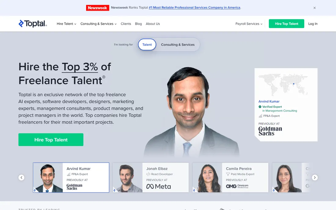 Toptal homepage