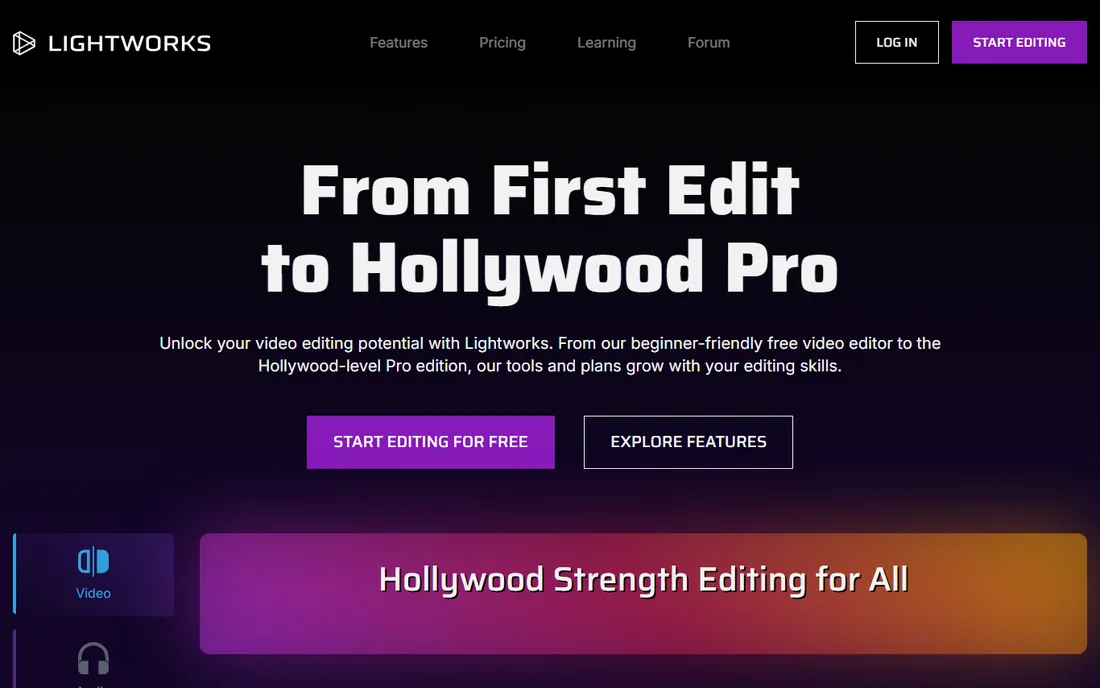 Lightworks homepage