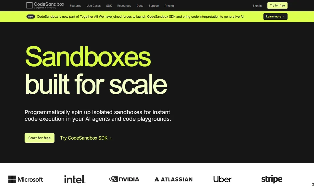 CodeSandbox homepage
