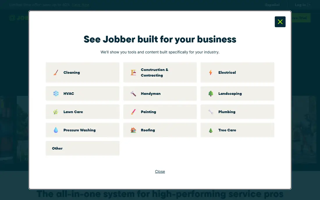 Jobber homepage
