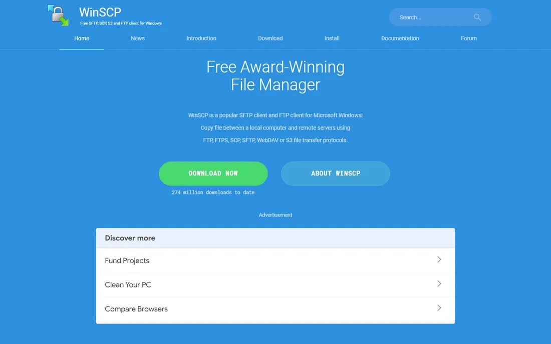 WinSCP homepage