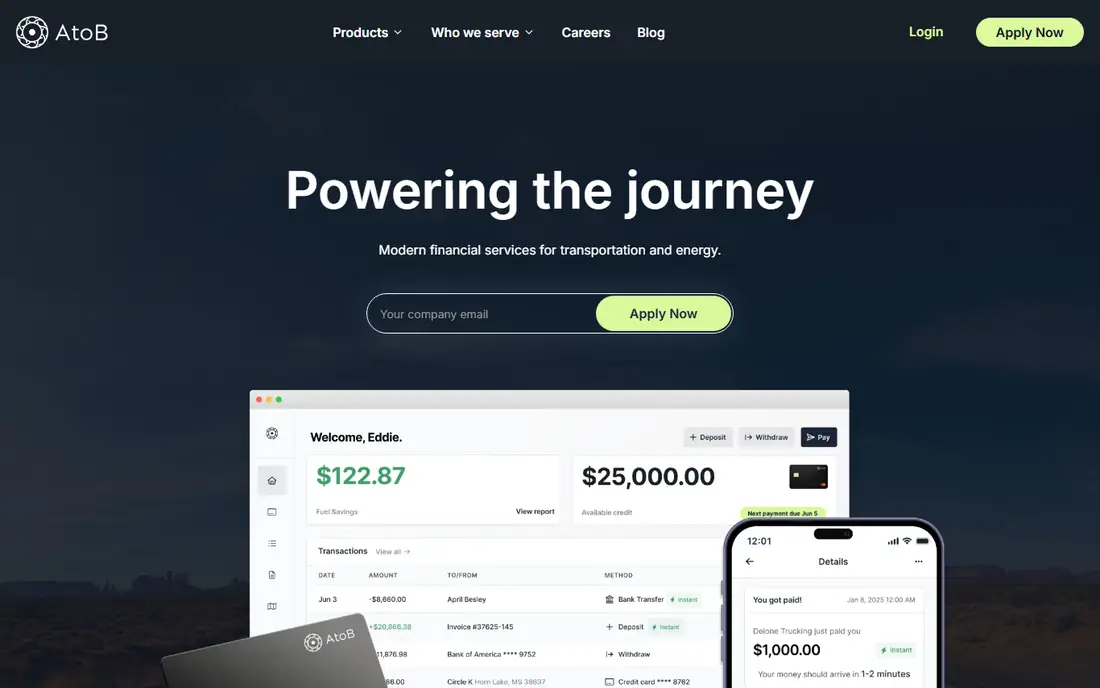AtoB homepage