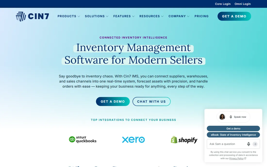 Cin7 homepage