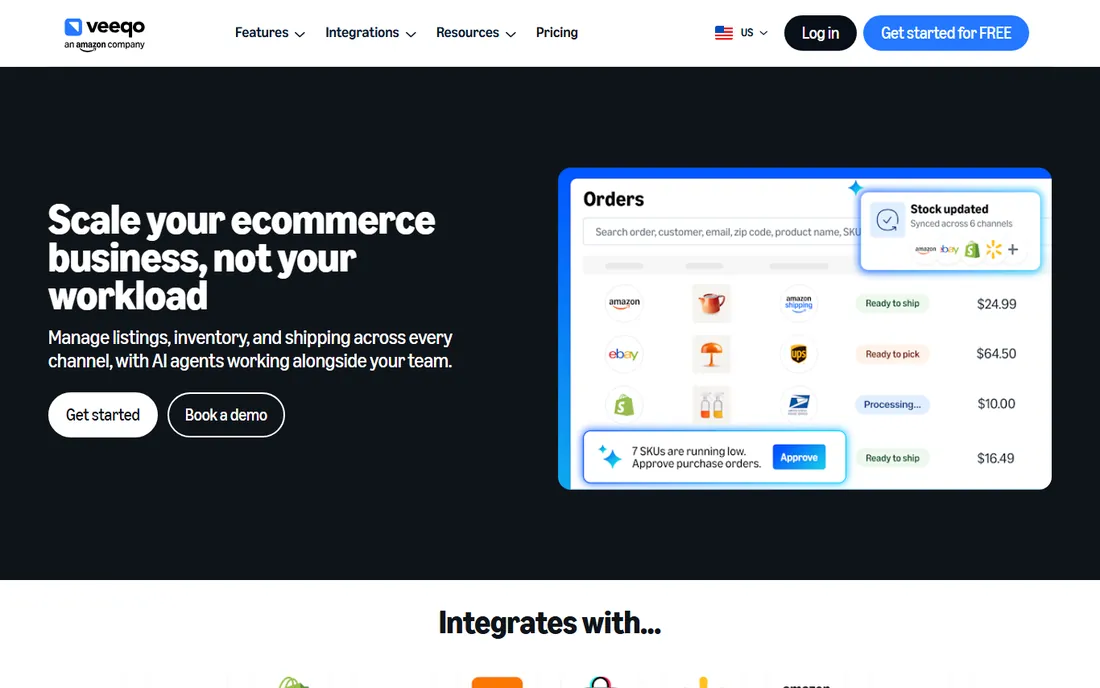 Veeqo homepage