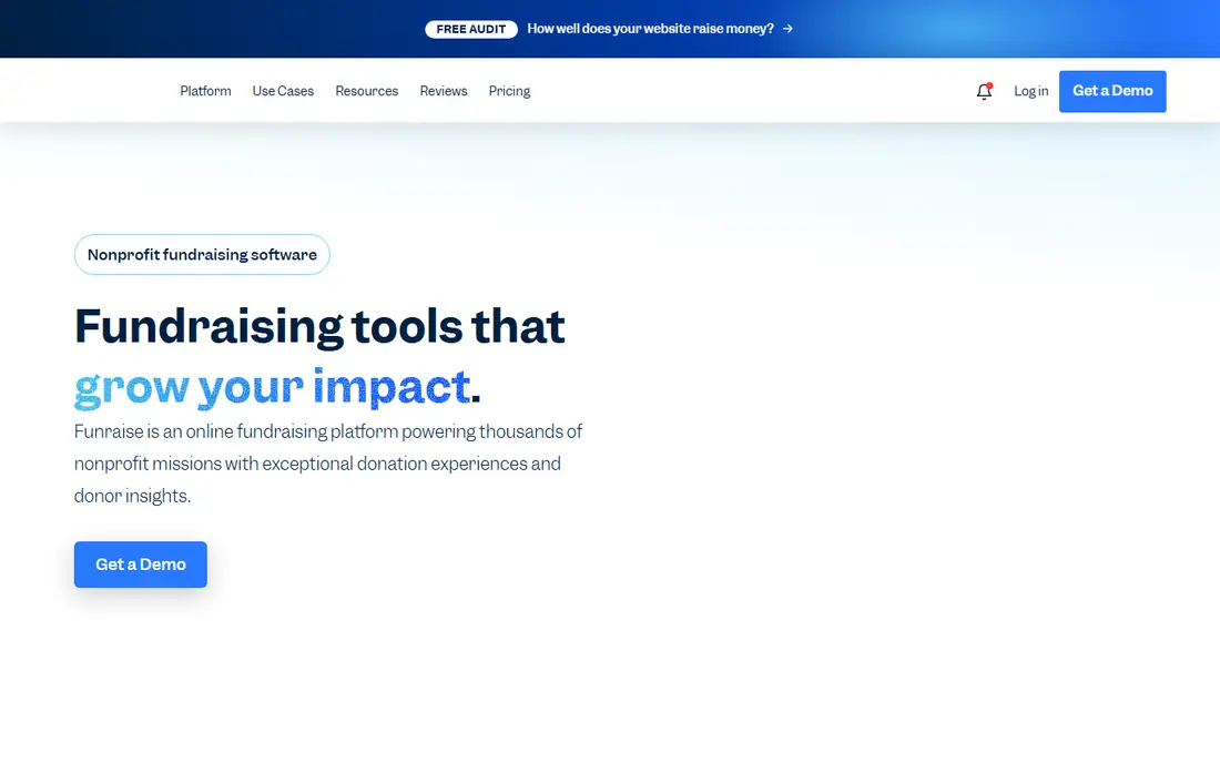 Funraise homepage